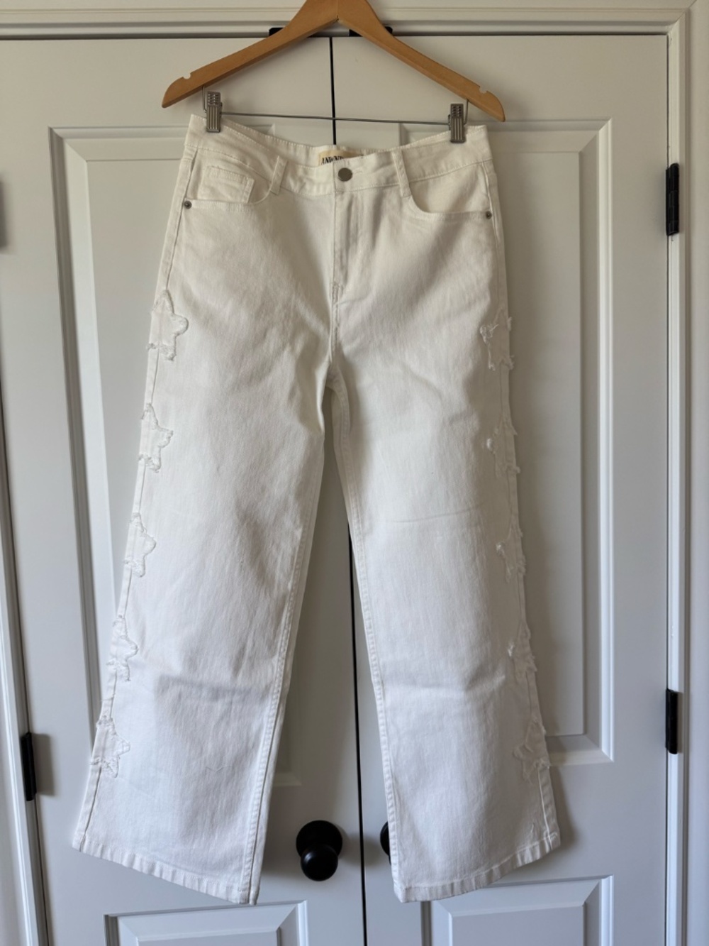 Star Patch Detail Cotton Twill Pant White